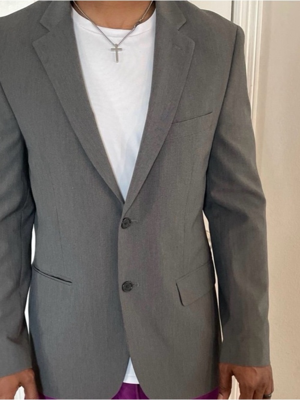 Nautica Men's Gray Blazer with Navy Lining